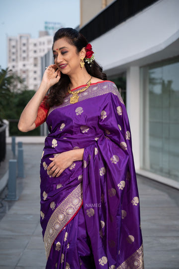 Katan Double Tani Buti Banarasi Saree